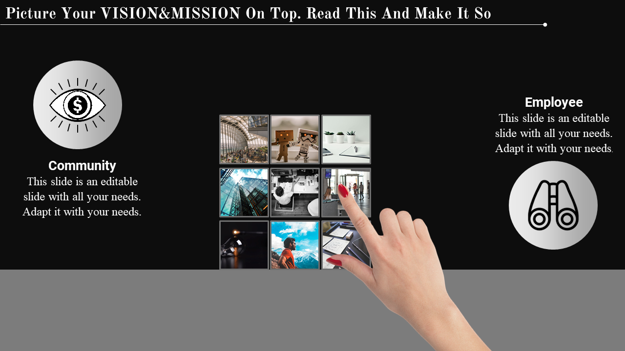 vision and mission ppt template-vision & mission -picture select -2-gray